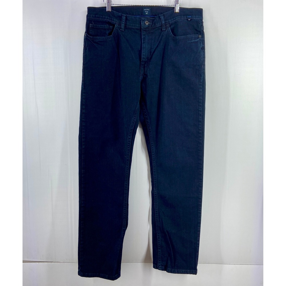 Nautica Straight Fit Stretch‎ Dark Wash Blue Denim Jeans Mens 36x34